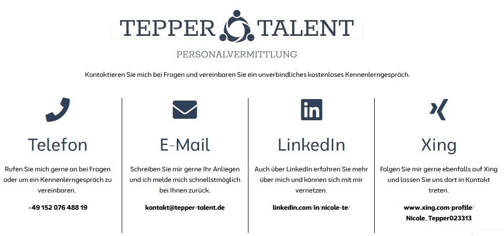 Tepper Talente Logo mit Kontaktwegen Best Practise #BerufsintegrationBerlin eines ausländischen Indutriemechanikers mit B1 Deutsch